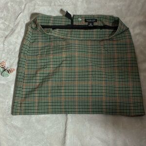 Rachel Zoe Plaid Pencil Skirt in Green and Orange